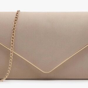 Dasein - New Chic Beige Envelope Clutch with Gold Chain Strap
